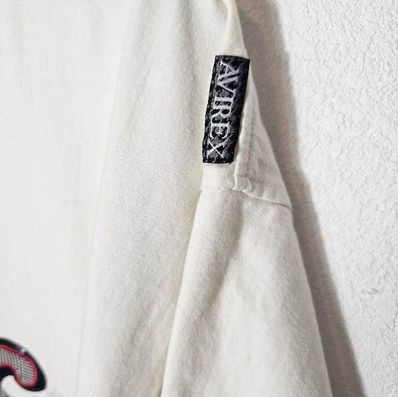 Avirex NYC Vintage White T-Shirt with Red Graphic Mens XL *see Hole - Picture 3 of 9